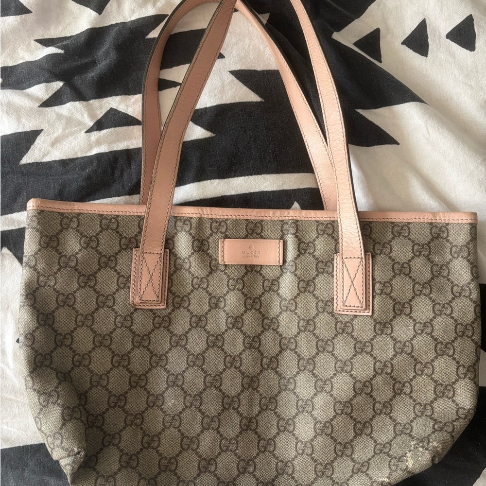 Gucci Brown and Pink Tote Bag with Iconic Design